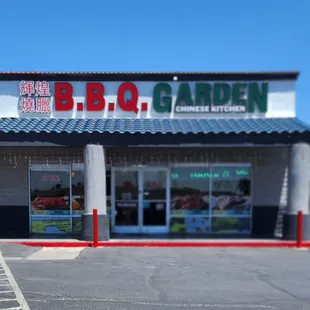 Outside.  Plenty of parking