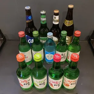 a variety of bottles of beer