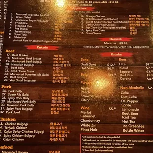 I was asked by the one server to take a photo of the menu cause they&apos;re dirty...