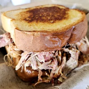 Pulled pork on Texas toast