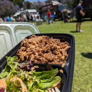 Beef bulgogi with rice and salad