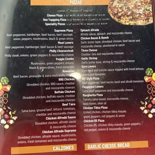 Menu-pizza
