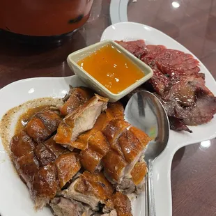 The 2 choice bbq platter with duck and char sui pork