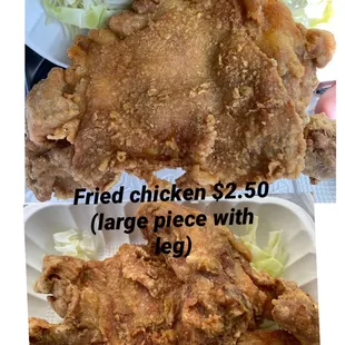 fried chicken $ 2 50 large piece with egg