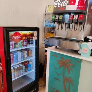 Cold beverages...canned and from the dispenser