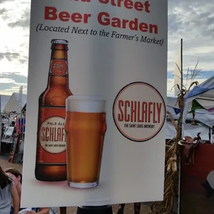 a sign for 2nd street beer garden