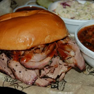 Smoky tender brisket sandwich