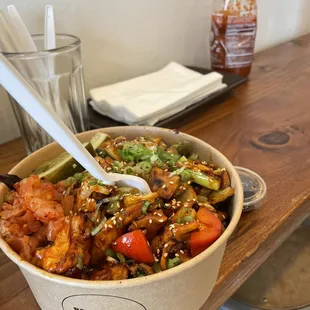 a bowl of food on a table