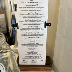 menu