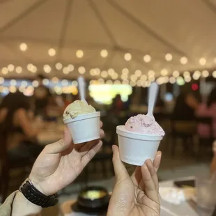 Thrifty Ice Cream [Cookies &amp; Cream (left), strawberry (right)]