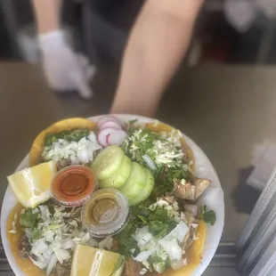 2 asada and 2 pollo tacos