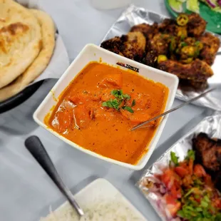 a variety of food on a table