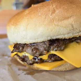 Double cheeseburger with extra cheese.