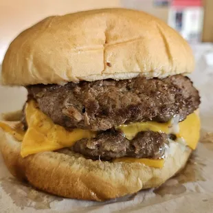 Juicy and flavorful double cheeseburger, loaded with meat. Priced at $6.81 as of September 2024.