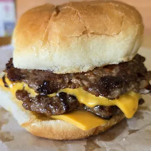 Double cheeseburger with extra cheese