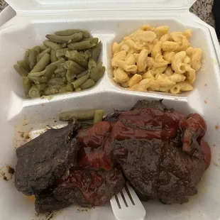 This was the green beans, Mac and cheese, and either the Jerk Pork or Jerk Chicken. I believe it was the Jerk Pork. Good food! Kind owners!