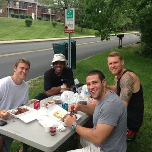 Recent IU Basketball Graduates enjoying Thursday Afternoon at the BBQ Train.