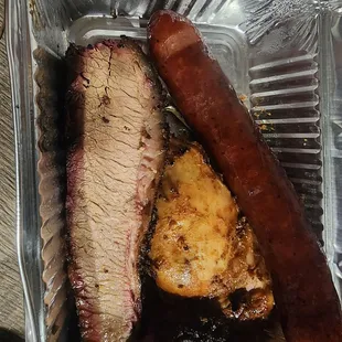 I had the Brisket, Chicken and ordered a beef sausage to go.