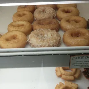 Cake donuts. Middle one is crumbs topping