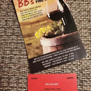 I met and talked with New Owner Franki about My Review &amp; Helper Yelper tips for BB'S.  He gave Me a Free bottle of wine, so TBC. 12/7/2022