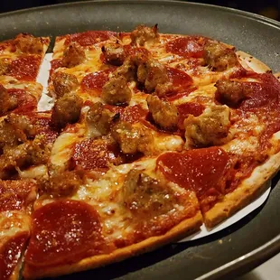 pepperoni and sausage pizza