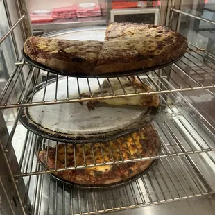 two pizzas in the oven