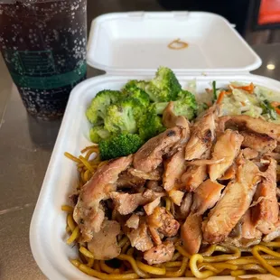 Teriyaki chicken with yakisoba, stir fried veggies &amp; broccoli