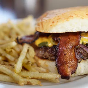 a burger and french fries