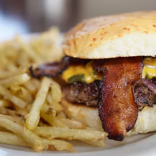 a burger and french fries