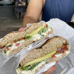 The Ultimate Veggie on a whole grain everything bagel