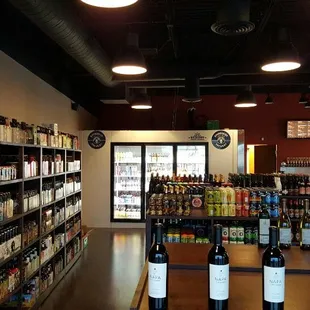 bottles of wine in a store