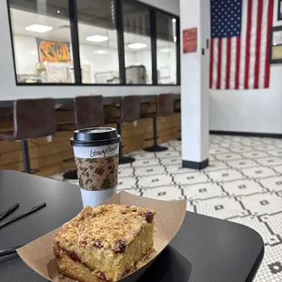 Orange Cranberry Crumb Cake and Gingerbread Latte.