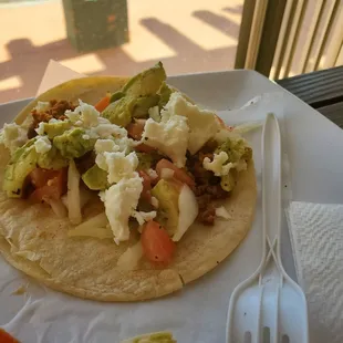 A delicious vegetarian chorizo taco. I ate the other one.