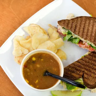 a sandwich and chips