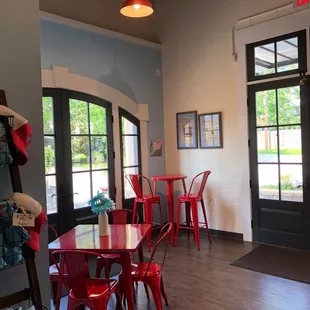 the interior of a bakery