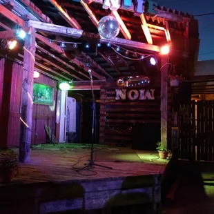The outdoor comedy stage.