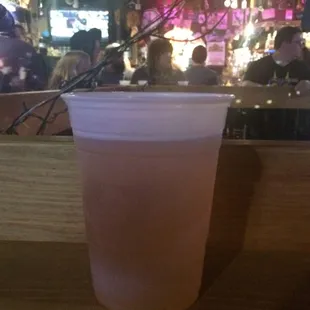 PBR on the upstairs ledge. It&apos;s a little too tall though. Would be nice if they had tall bar stools.