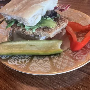 Half pork schnitzel sandwich