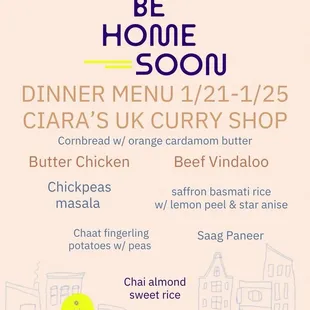 Weekly Menu posted to IG page, know before you GO!  Entrees change weekly.