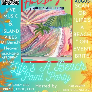 Join Be Kept 8 Studio Wednesday August 30th for the "Life's A Beach" paint party at World Famous HotBoys Hot Chicken in Fountain Square.