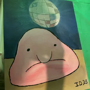 Life's hard when your a blob you know? Completed by a patron at the #WildSide23 paint party.