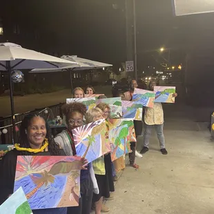 Group photo from the "Life's a Beach" paint party.