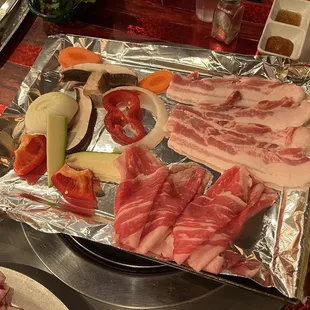 a variety of meats and vegetables