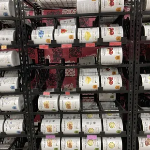 a rack of rolls of toilet paper