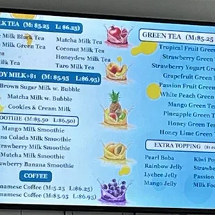 boba drinks, etc.