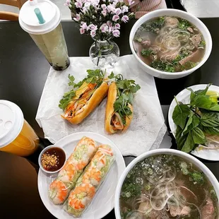 Pho  Fresh spring roll Pork banh mi Bubble tea