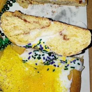 Traditional King Cake filled with Cream Cheese