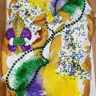 Traditional King Cake filled with Cream Cheese