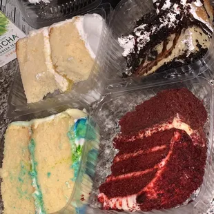 Wedding, cookies &amp; cream, lemon, and red velvet slices