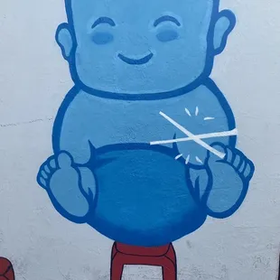  cartoon character on a wall